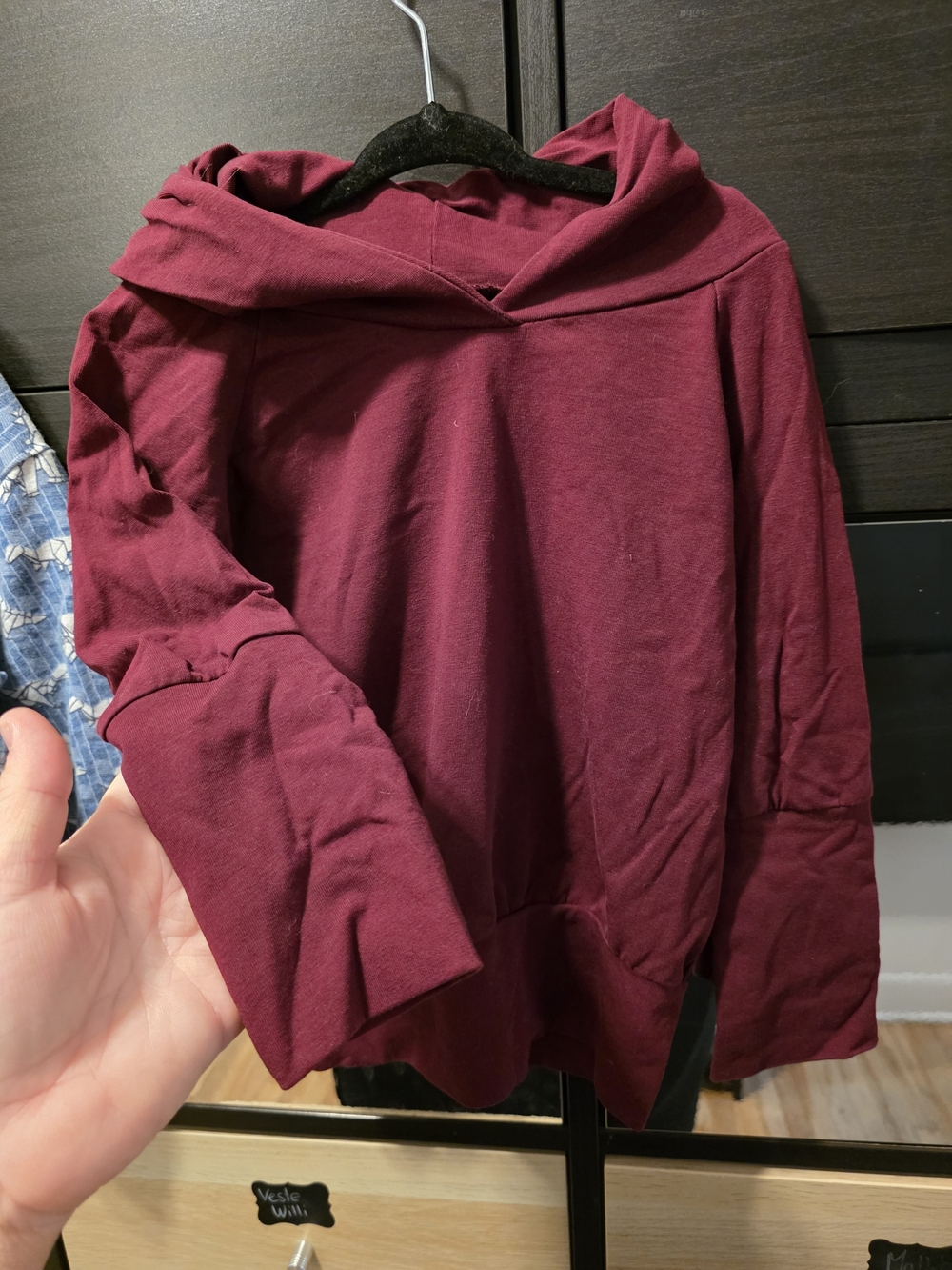 Women's Hooded Pullover Jacket - Burgundy Fait A La Main 1-3ans